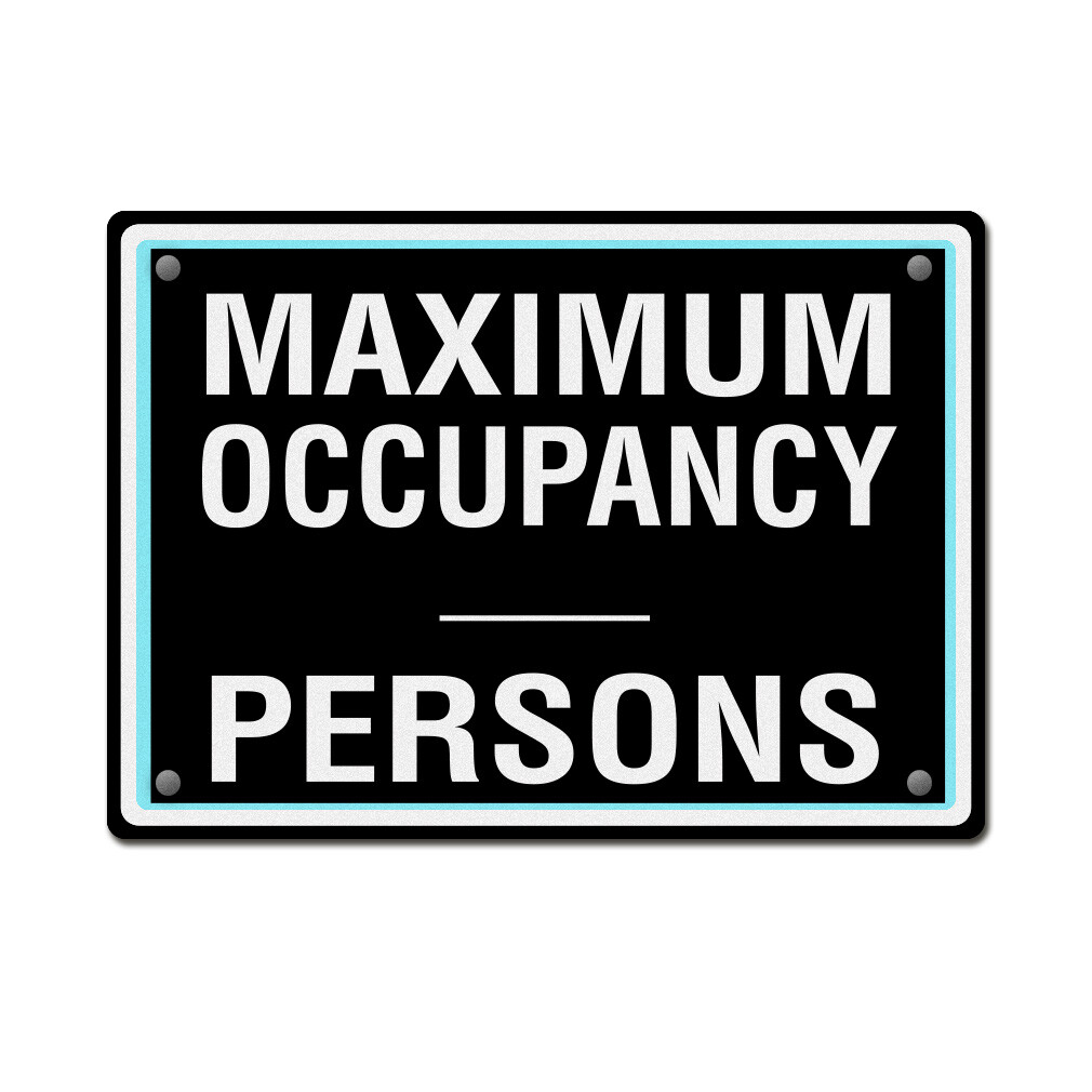 Horizontal Metal Sign Maximum Occupancy Persons Activity Pool White Rules