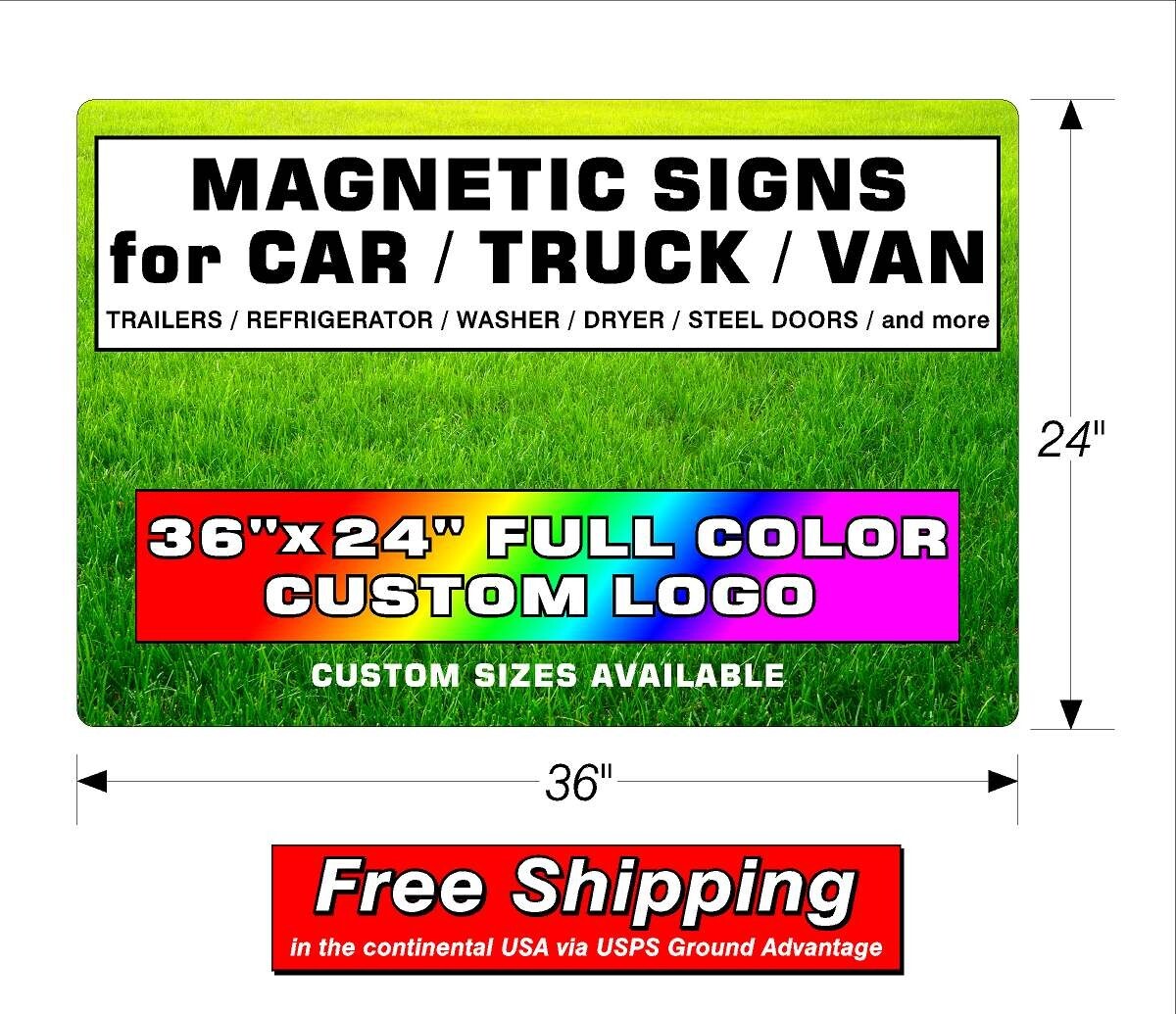 1 PAIR (2) MAGNETIC SIGNS for CAR / TRUCK / VAN / TRAILERS – 36&Prime; x 24&Prime;