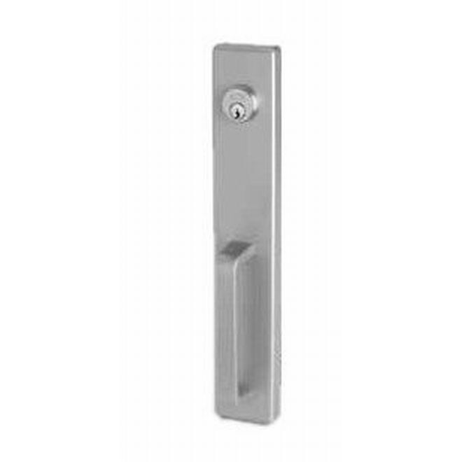 Thumb Piece Exit Device Trim with Key Locks or Unlocks Aluminum Finish