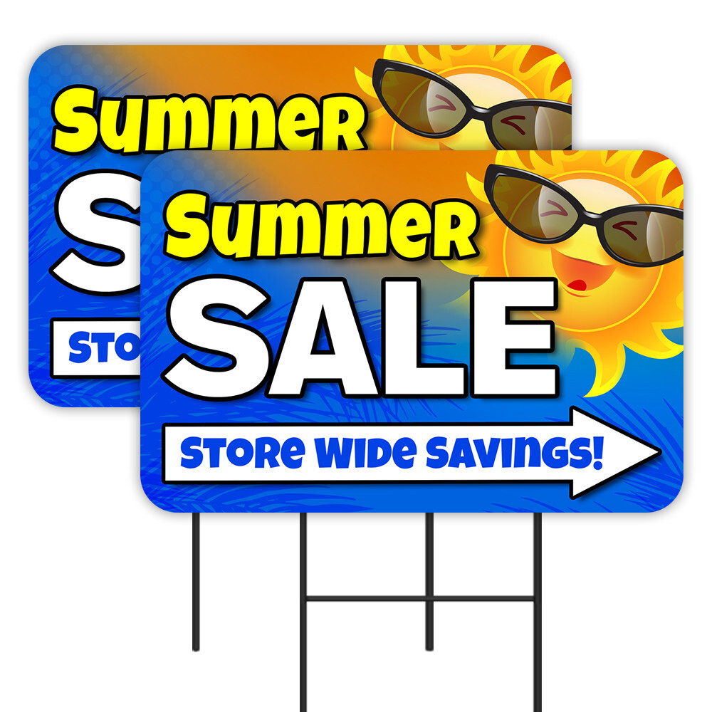 Summer Sale 2 Pack Double-Sided Yard Signs 16&Prime; x 24&Prime; with Metal Stakes (Made in