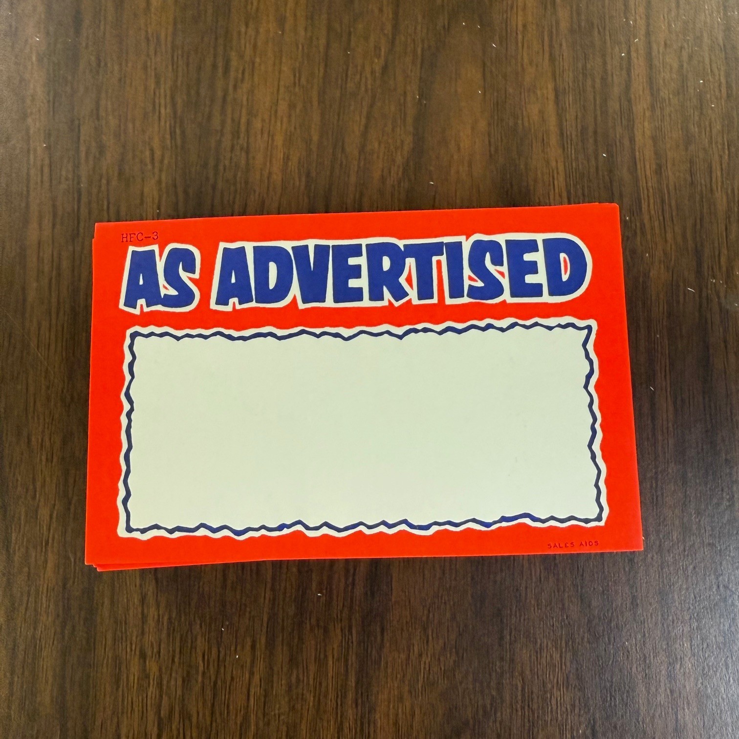 100 Pieces- 3.5&Prime; x 5.5&Prime; As Advertised Burst Price Cards Shelf Signs