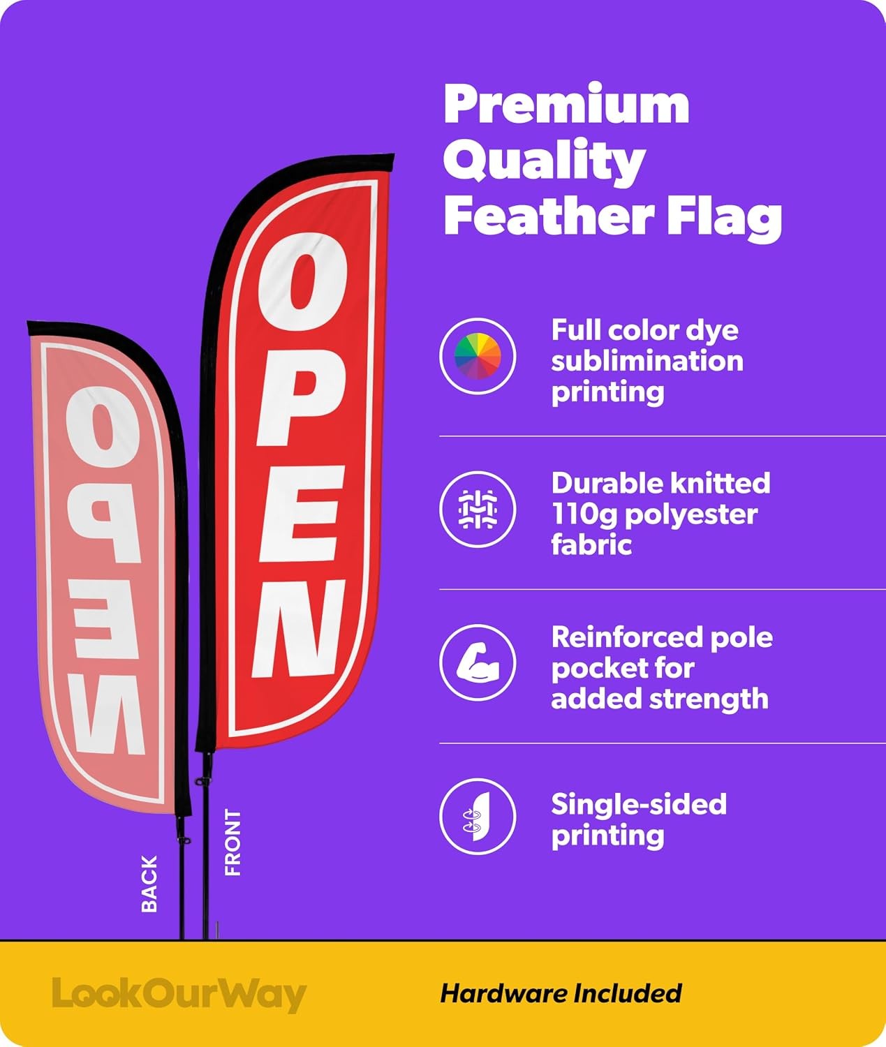 LookOurWay Feather Flag Pole Kit – 7 Feet Tall Advertising Banner with Fiberglas