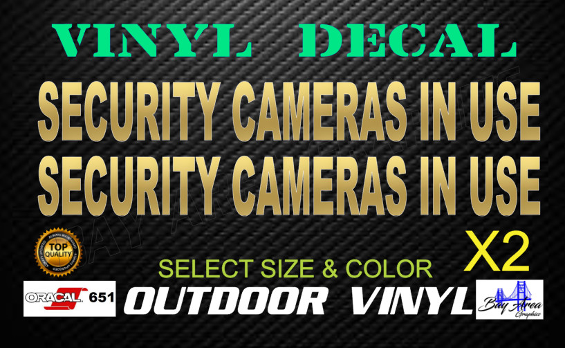 Security Cameras In Use Sticker 2 Pack Outdoor Window Vinyl Sign USA