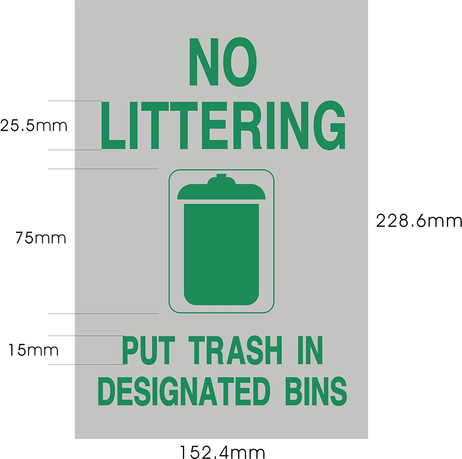 NO LITTERING Sign (Aluminium, Silver 6X9,Double Sided Tape)-REF24-1027