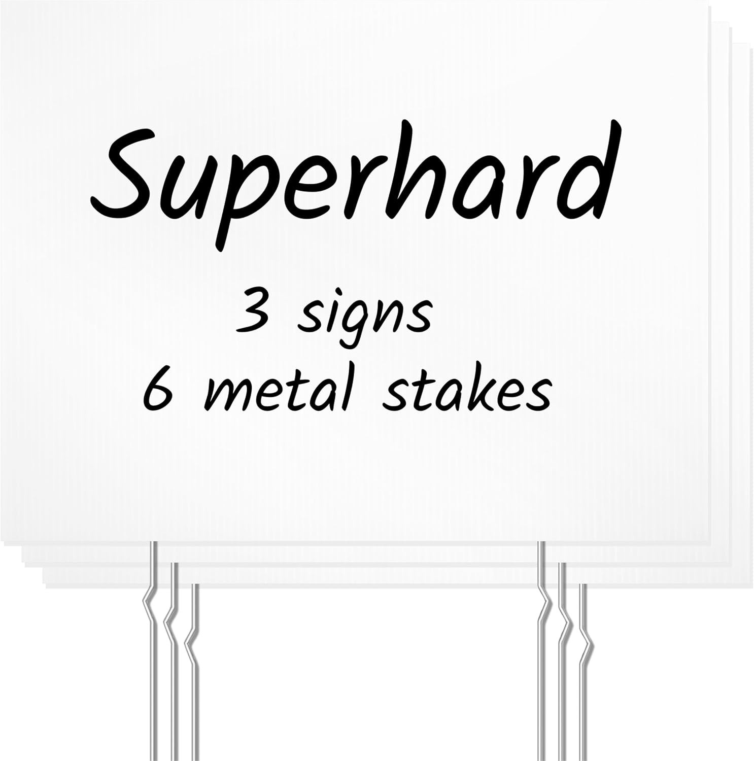 3 Pack Customizable Blank Yard Signs with Metal Stakes for All-Weather Use