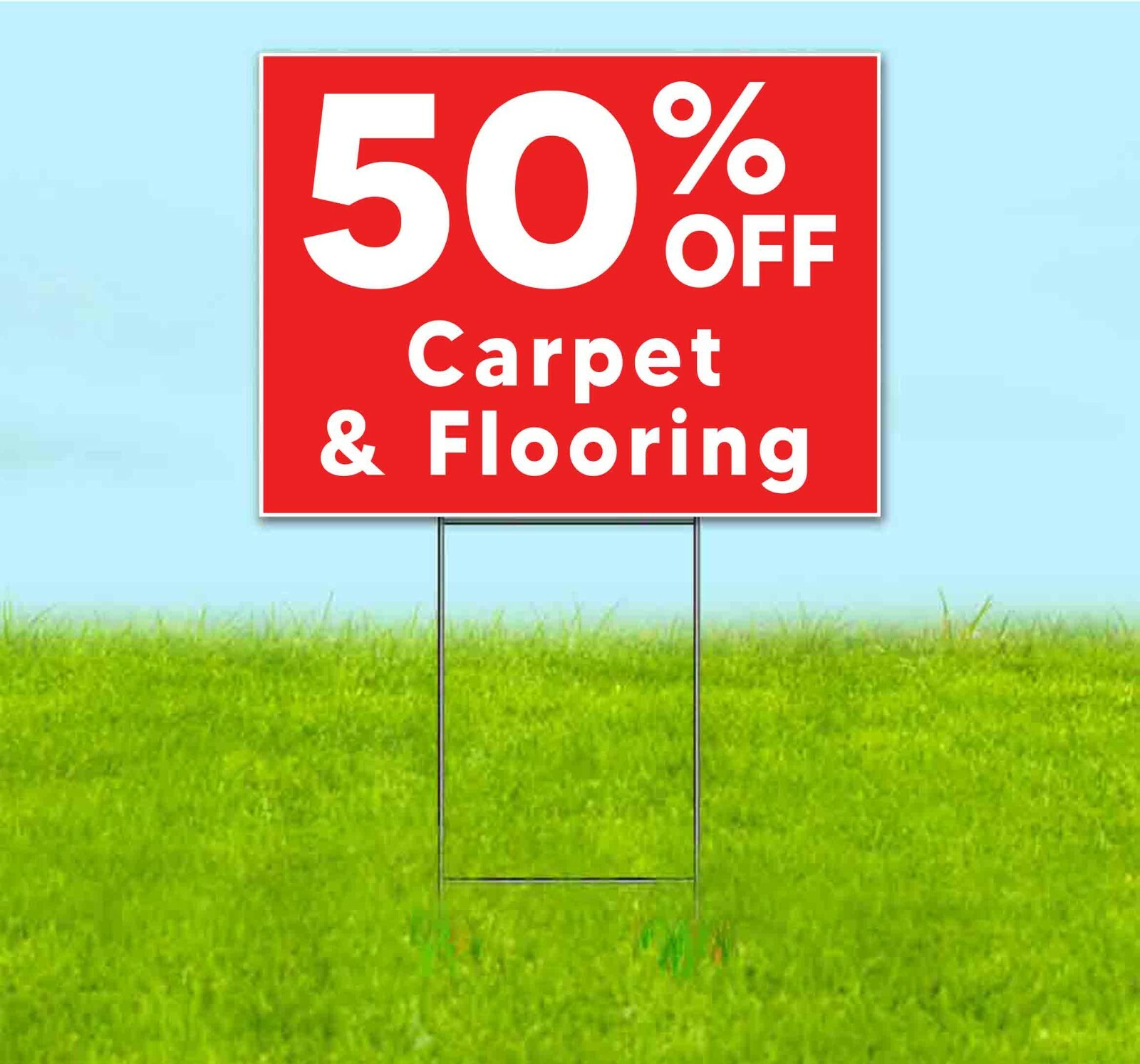 50% OFF CARPET & FLOORING 18×24 Yard Sign Corrugated Plastic Bandit Lawn