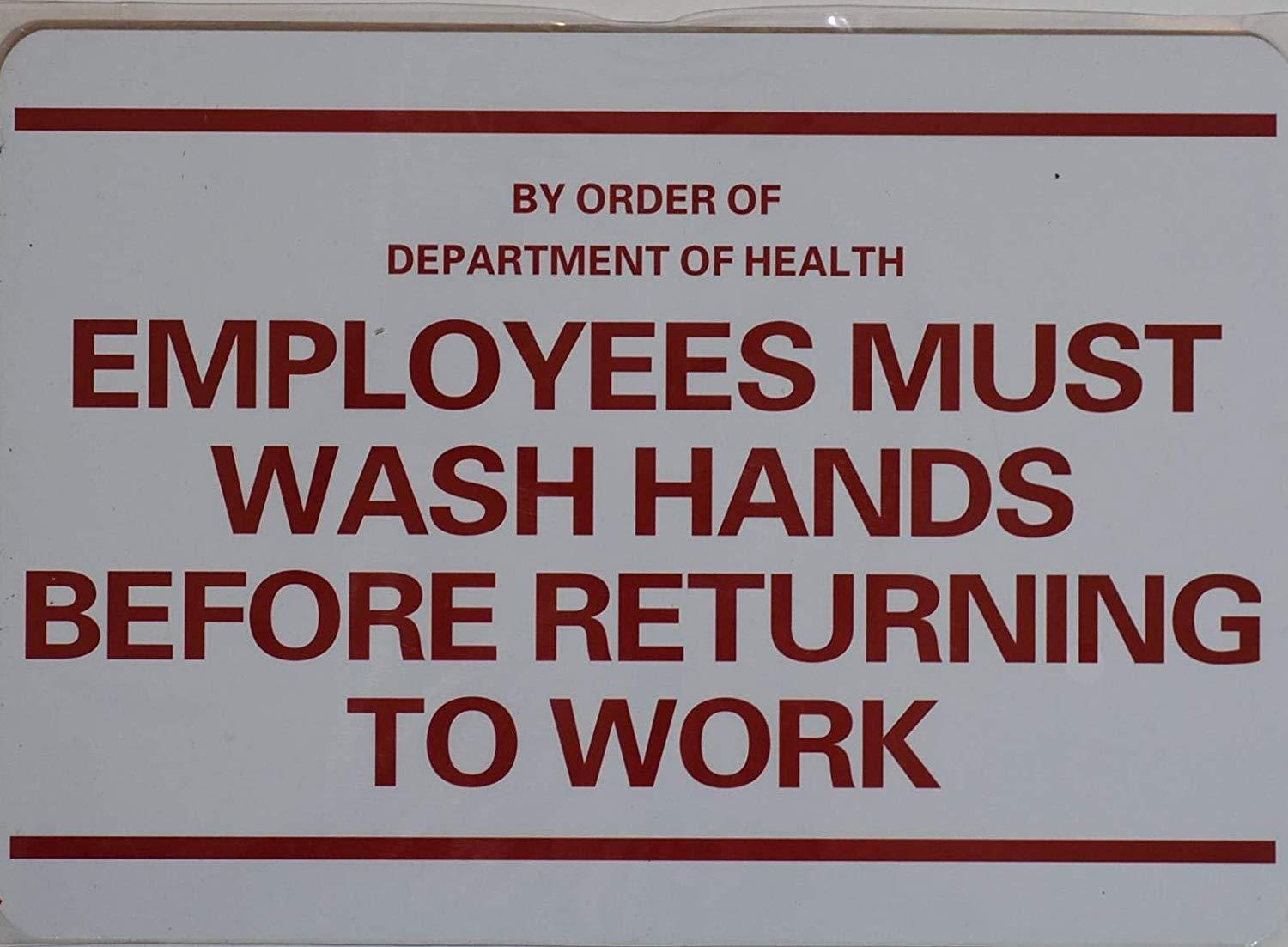 Employee Must WASH Hand Sign – Food Facility Sign (7×10, Brush..REF24-1027