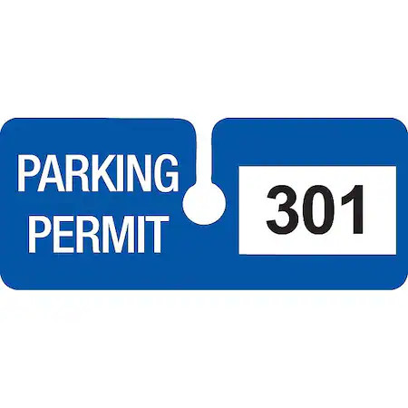 Brady 96282 Parking Permits, Rearview, Wht/Blue, Pk100