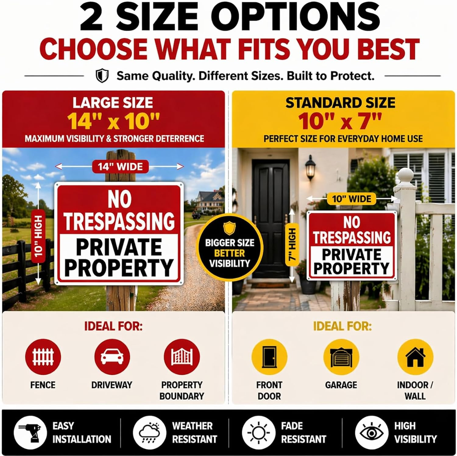 4 Pack Large No Trespassing Signs Private Property – 14X10 Inch 40 Mil Heavy Dut