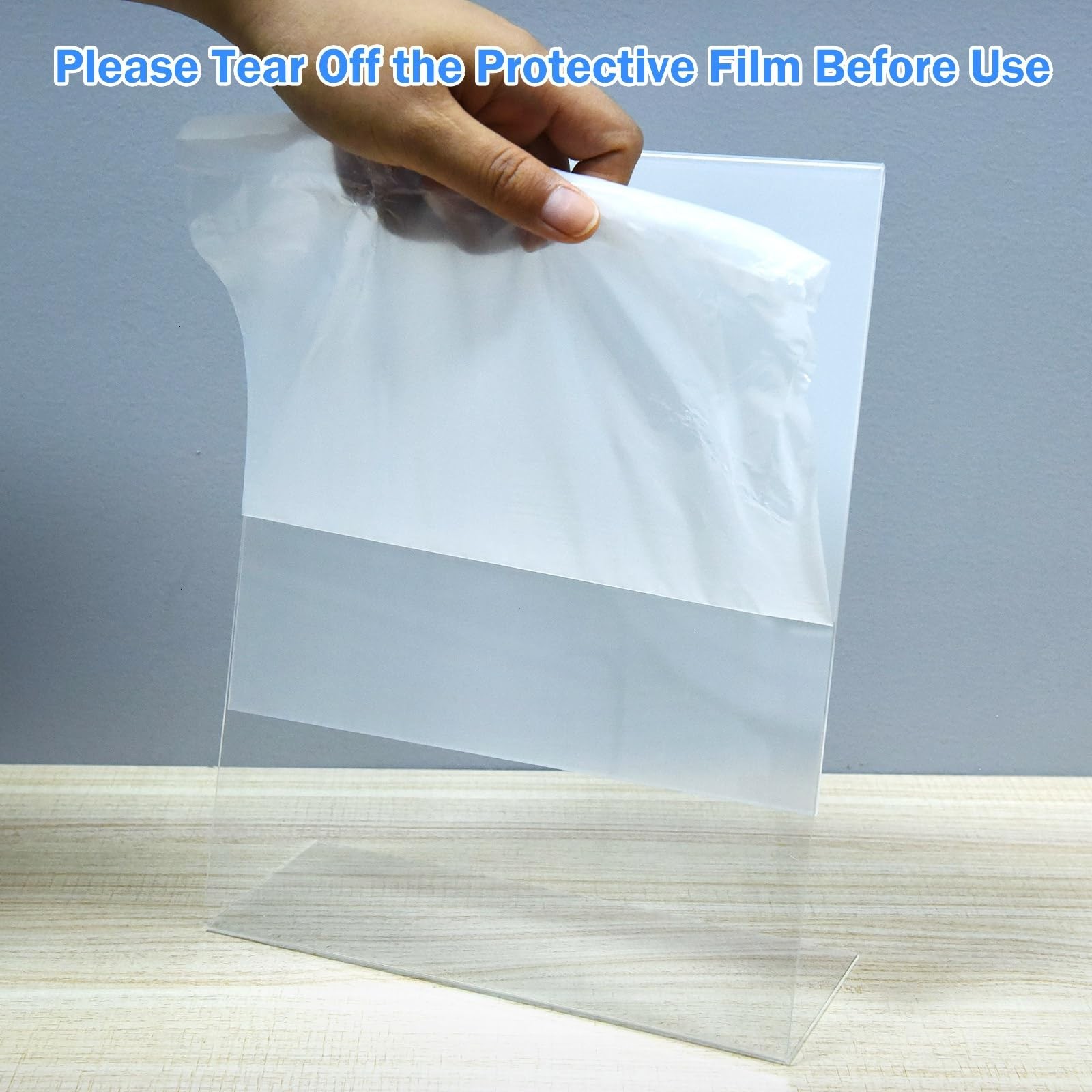 COYMOS Acrylic Sign Holder 6 Pack 8.5×11 Slant Inch (Pack of 6), Clear