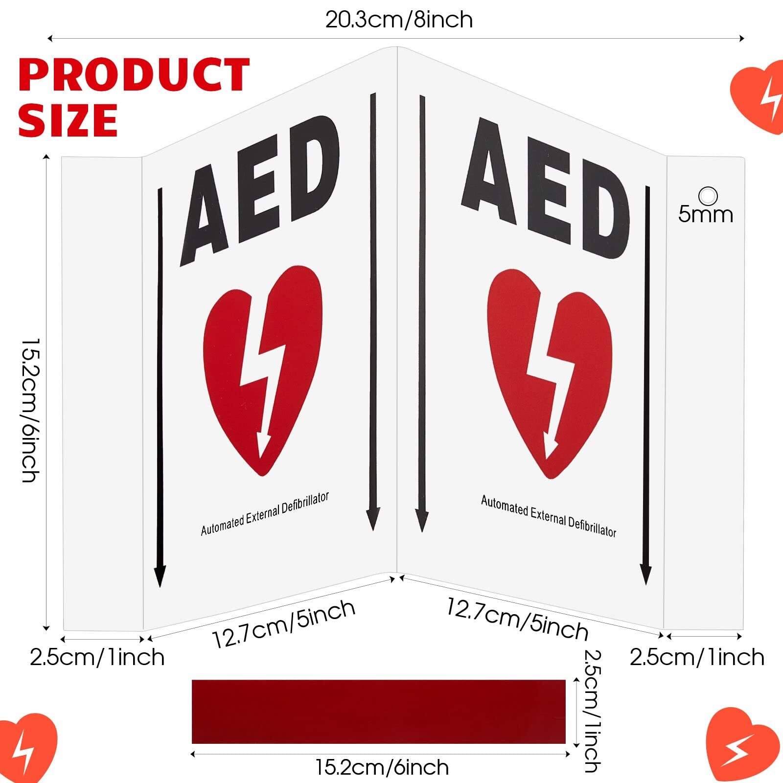 2-Set 5×6&Prime; AED Projection Sign with Graphic Portable Aluminum Cabinet Sign