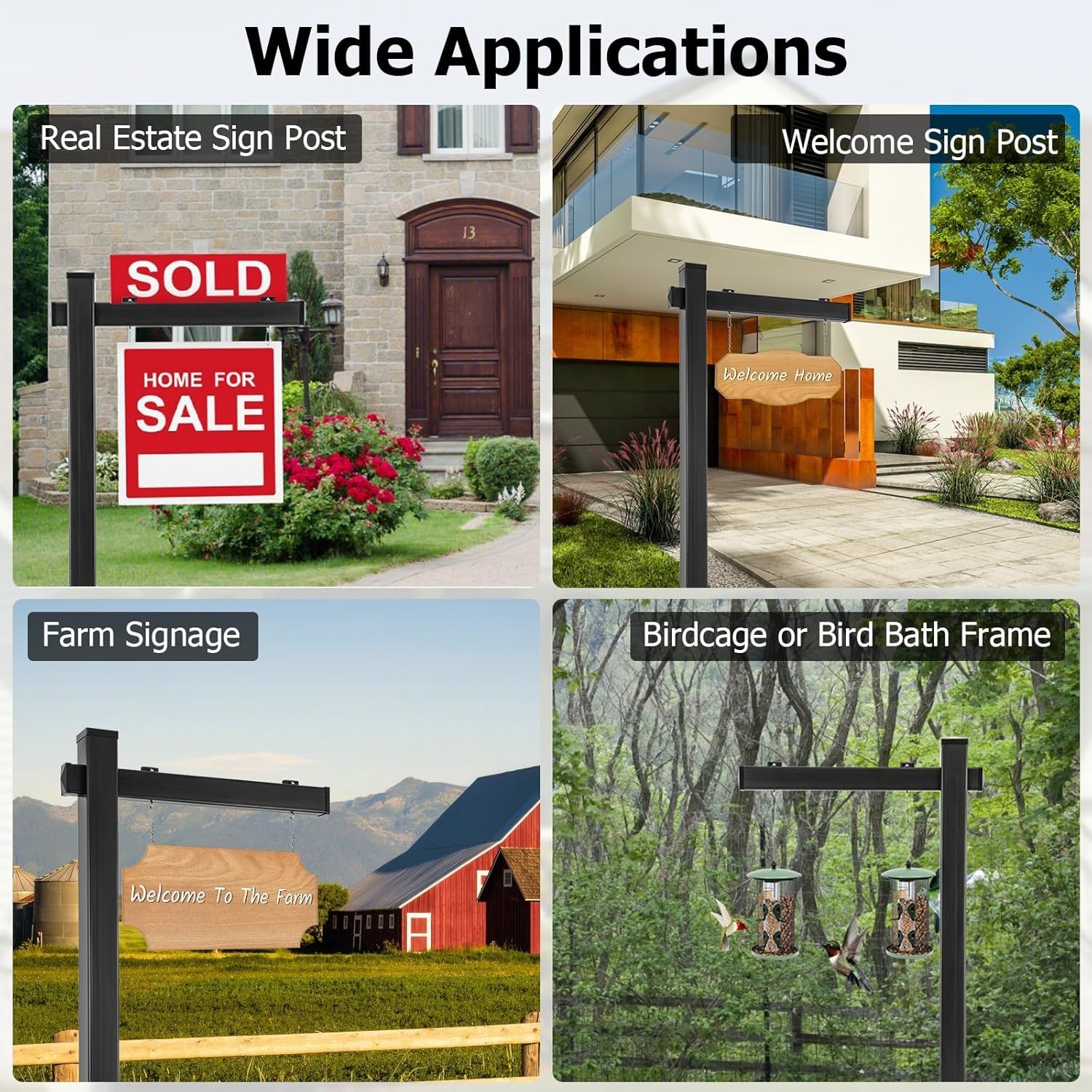 NEW 6FT Real Estate Sign Post UPVC Yard Sign Holder 36in Arm