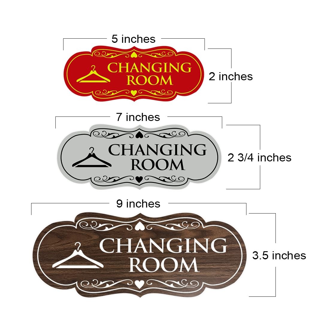 Designer Changing Room Sign Adhesive Tape Mounts Black Gold Large Plaque