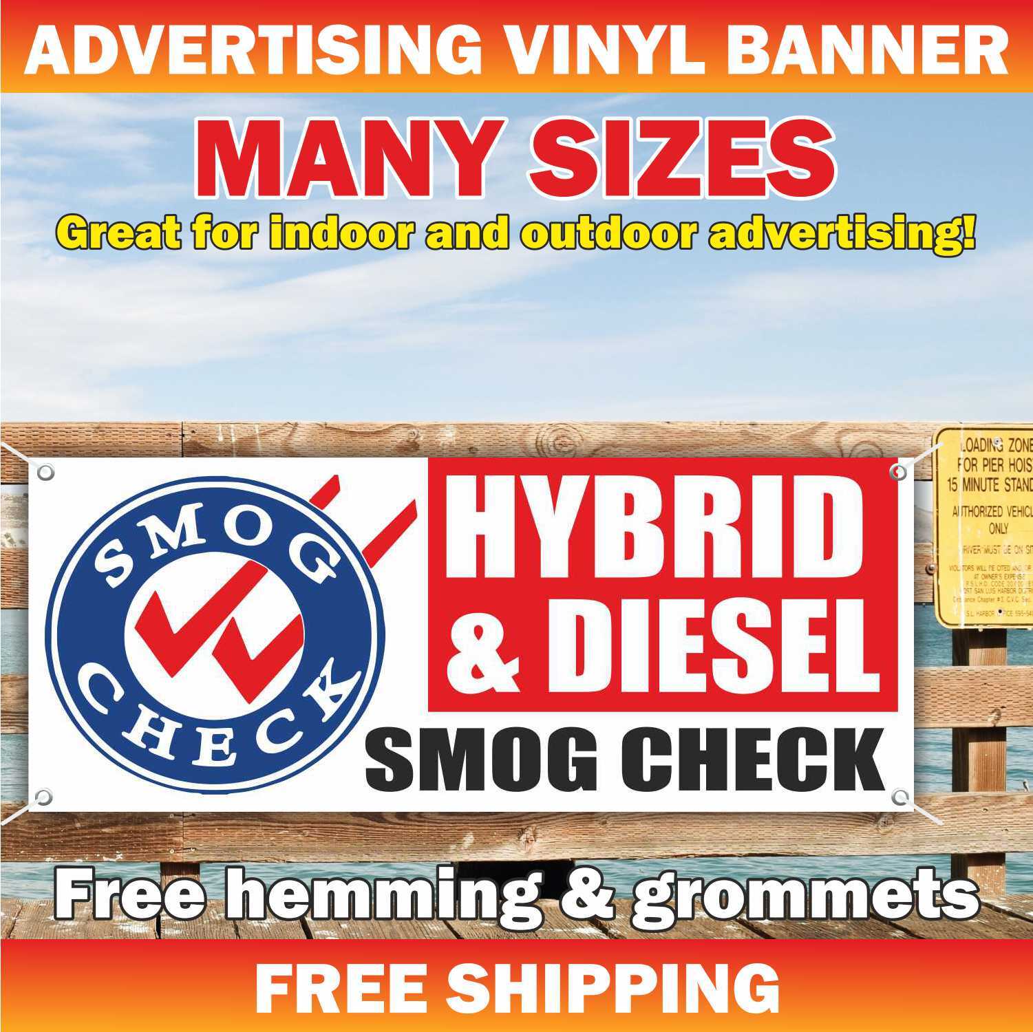 HYBRID DIESEL SMOG CHECK Advertising Banner Vinyl Mesh Sign service repair fix