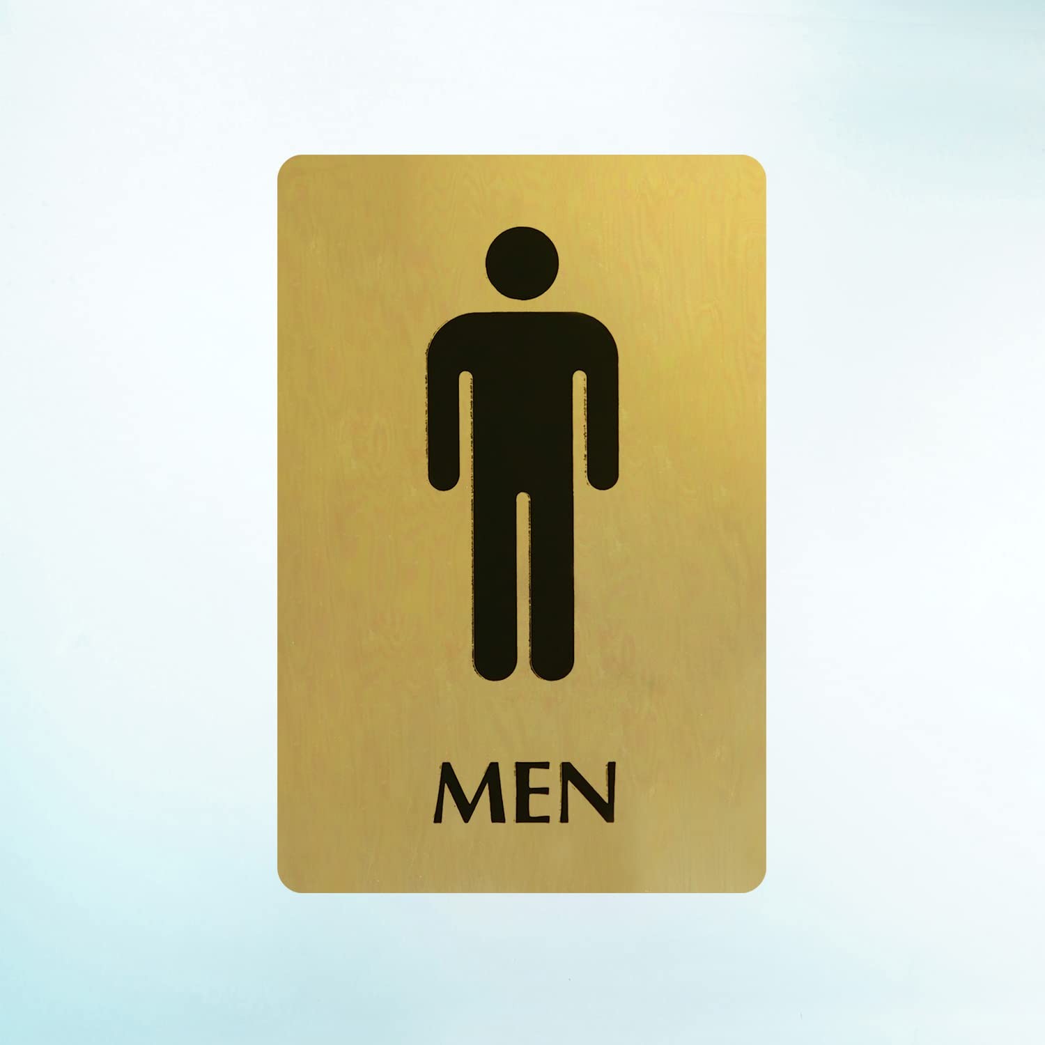 6×9 inch Gold Black Brass Metal Engraved Men&rsquo;s Restroom Sign with Pictogram