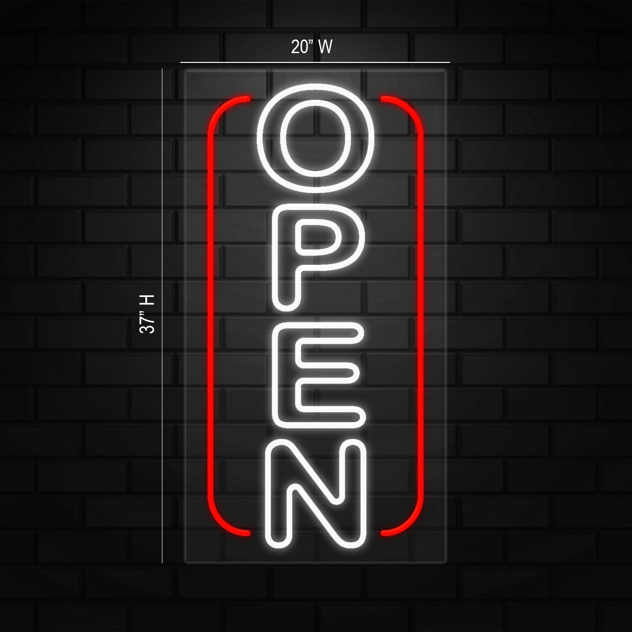 Open Sign for Business Displays | LED Flex Neon | 20&Prime;W x 37&Prime;H x 1&Prime;D