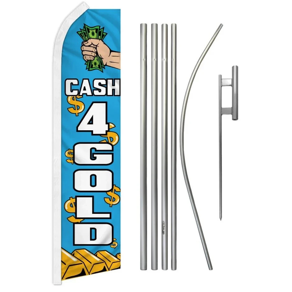 Cash 4 Gold Swooper Advertising Flag & Pole Kit