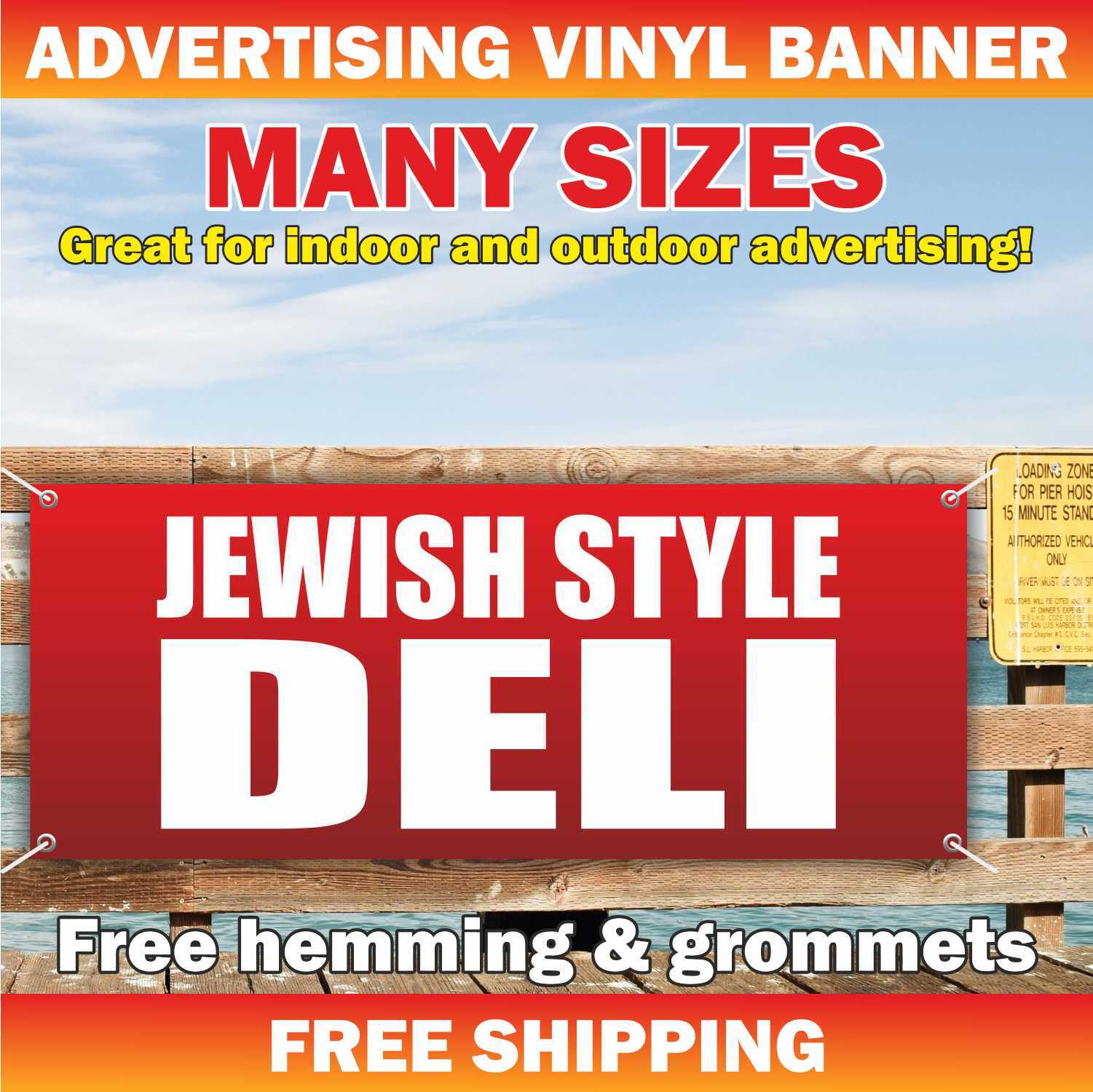 JEWISH STYLE DELI Advertising Banner Vinyl Mesh Sign Shop Store Delicacy Gifts