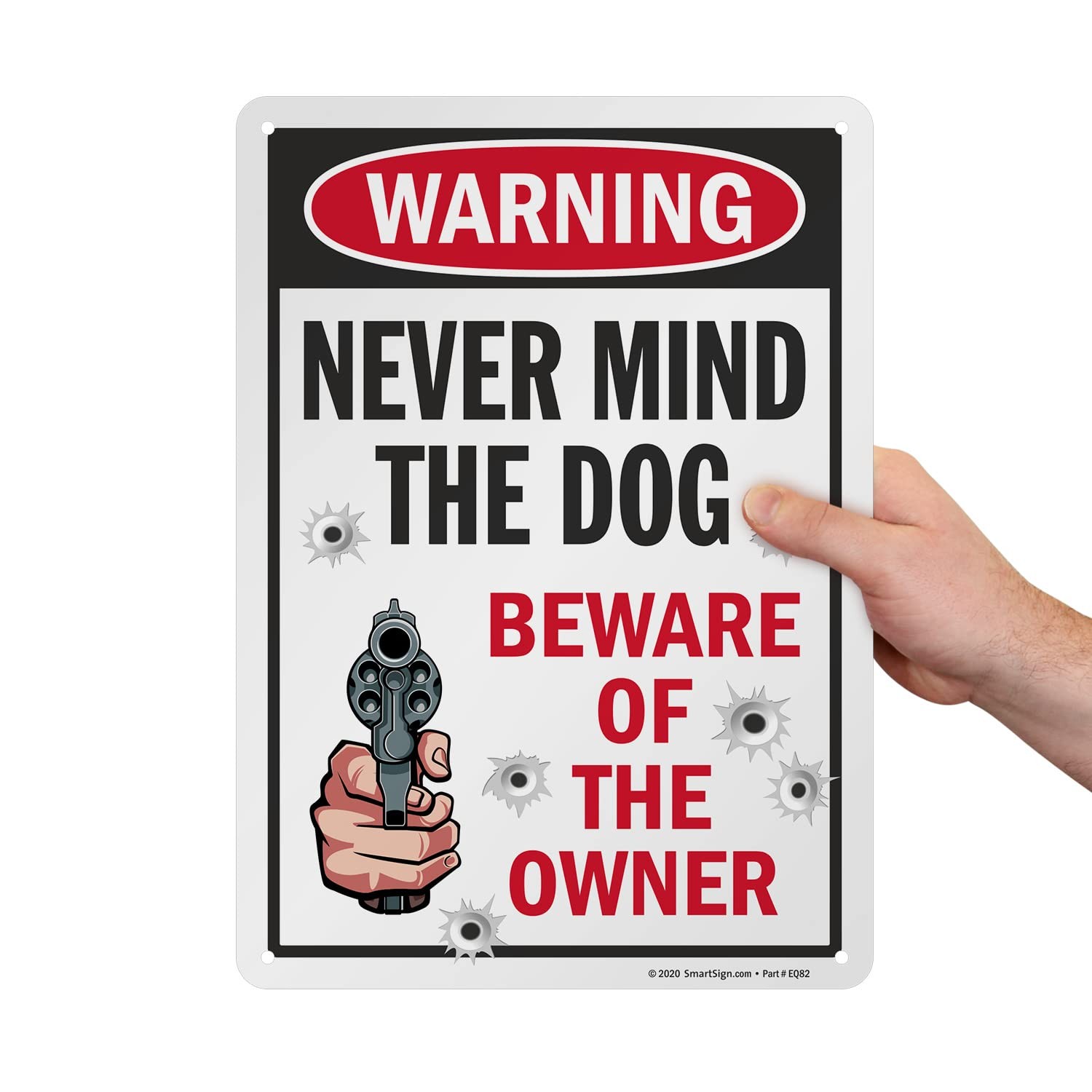 14 x 10 inch Funny “Never Mind The Dog – Beware Of The Owner” Metal Sign, 40 …