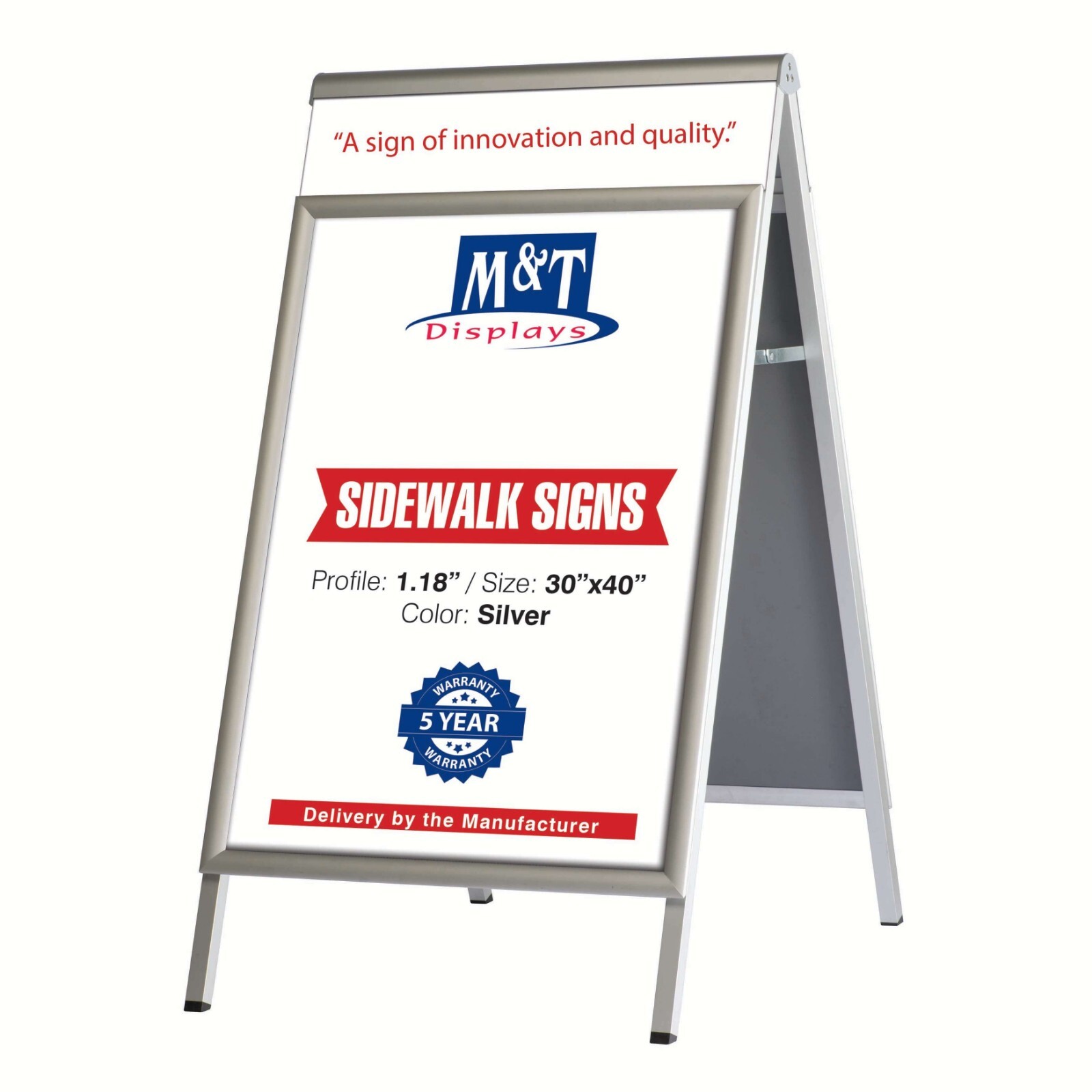 Double Sided Sandwich Board Silver A-Frame 30×40&Prime; Sidewalk Aluminum Sign Holder