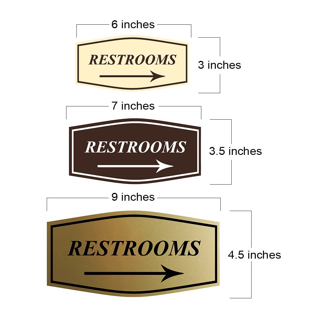 Fancy Restrooms Right Arrow Sign Black Medium 1 Pack Business Commercial