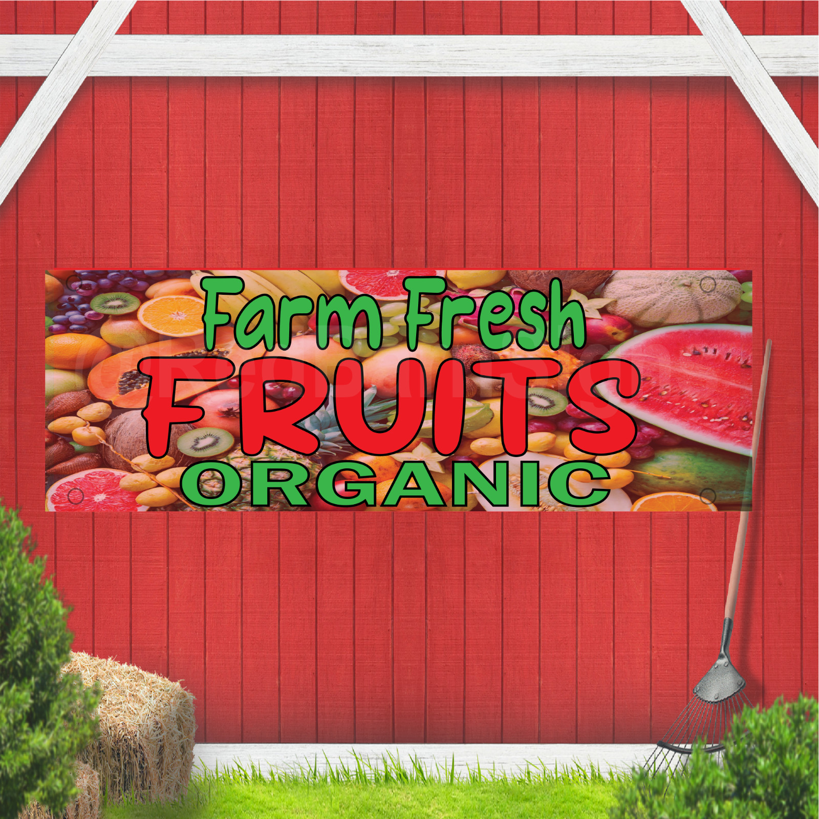 Farm Fresh Fruits Organic Indoor Outdoor Vinyl Banner Design
