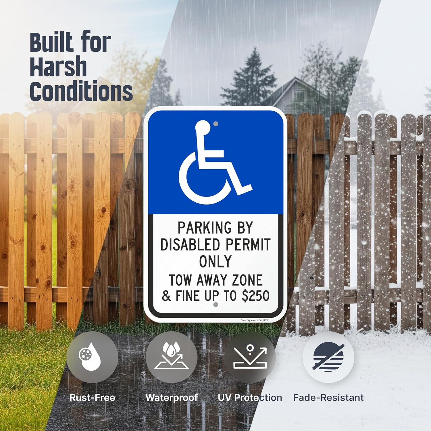 Basics 18 X 12 Inch “Parking by Disabled Permit, Tow-Away Zone”