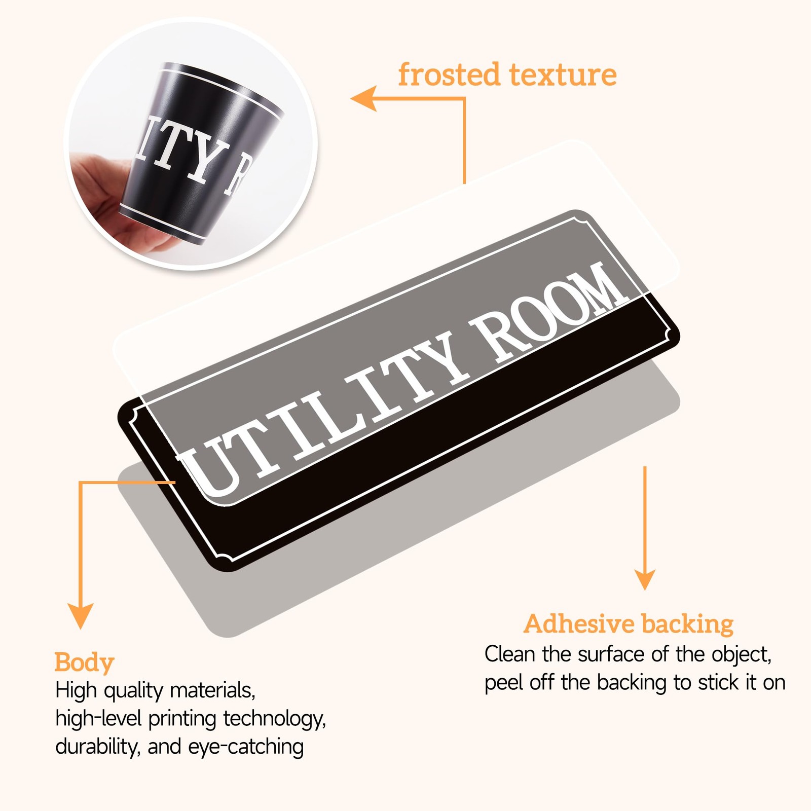 Utility Room Sign Sticker for Business and Home，Self-adhesive Utility Closet …
