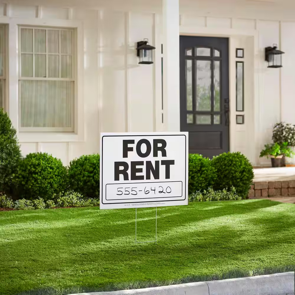 20 In. X 24 In. Corrugated Plastic for Rent Sign