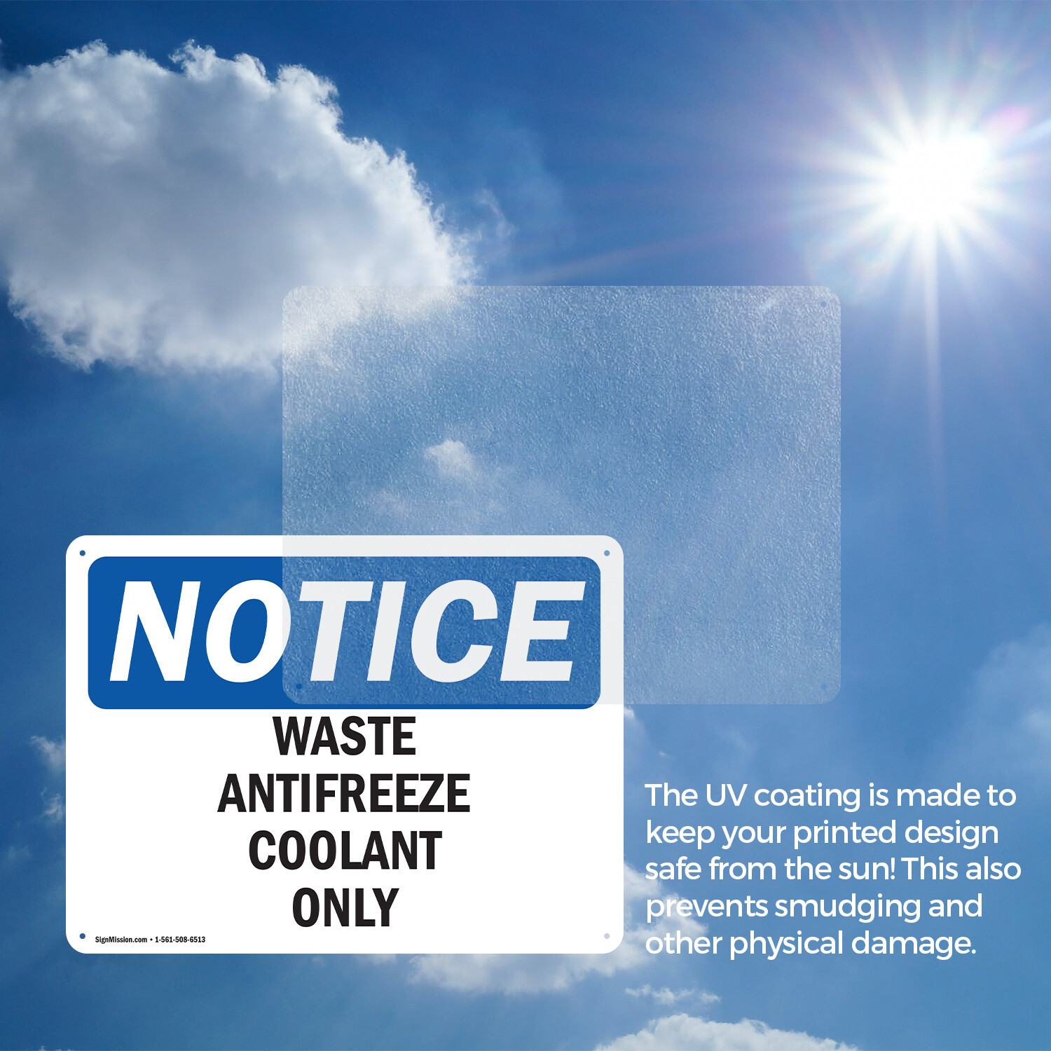 (2 Pack) Waste Antifreeze Coolant Only OSHA Notice Sign Decal Metal Plastic