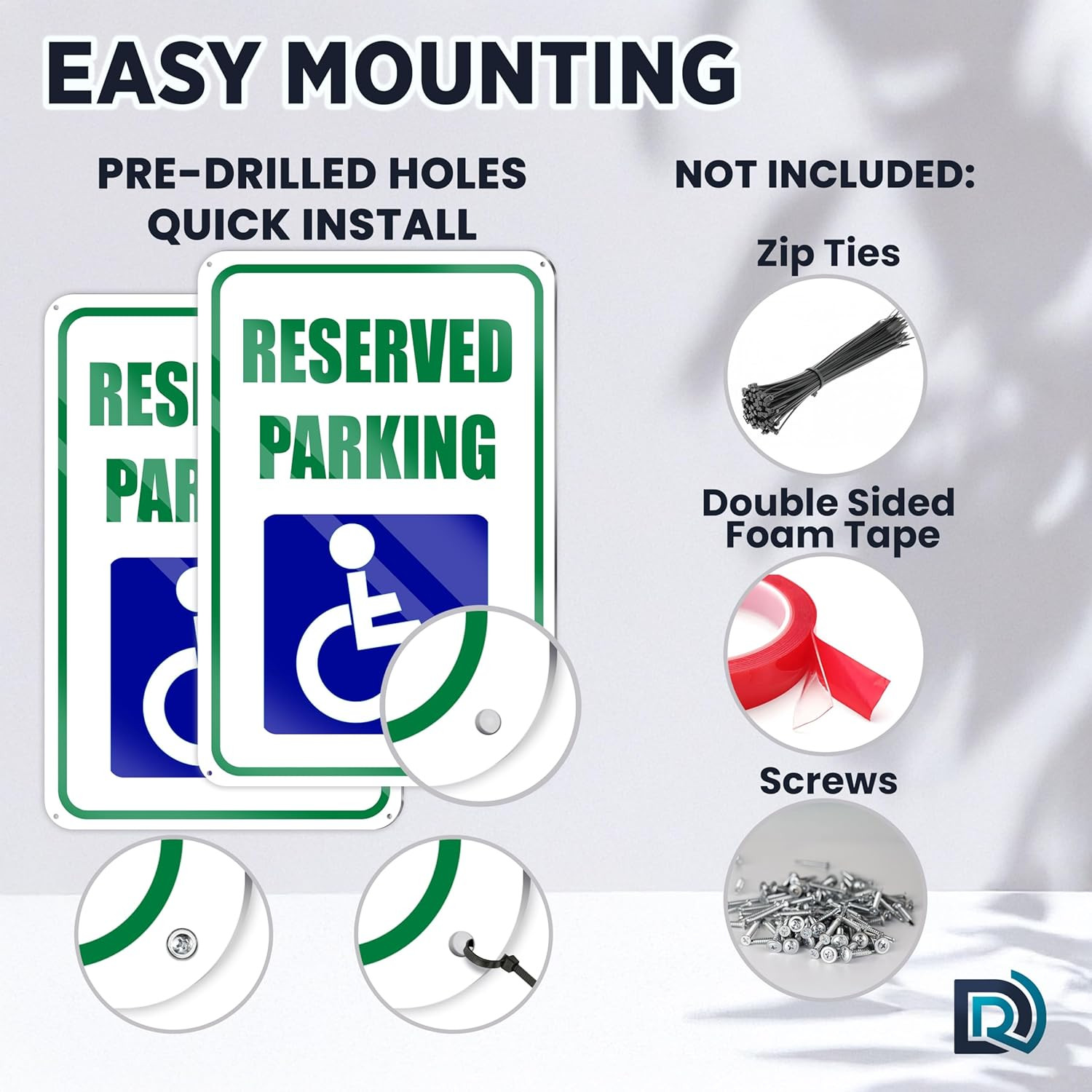 2 PC Handicap Reserved Parking Signs, 8X12 Reflective Aluminum Disabled Parking