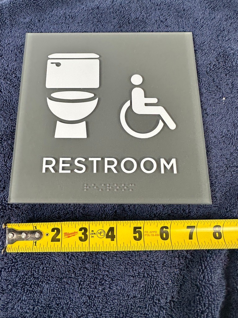 ADA Restroom Sign w Braille Frosted Acrylic 8×8 Wall Plaque