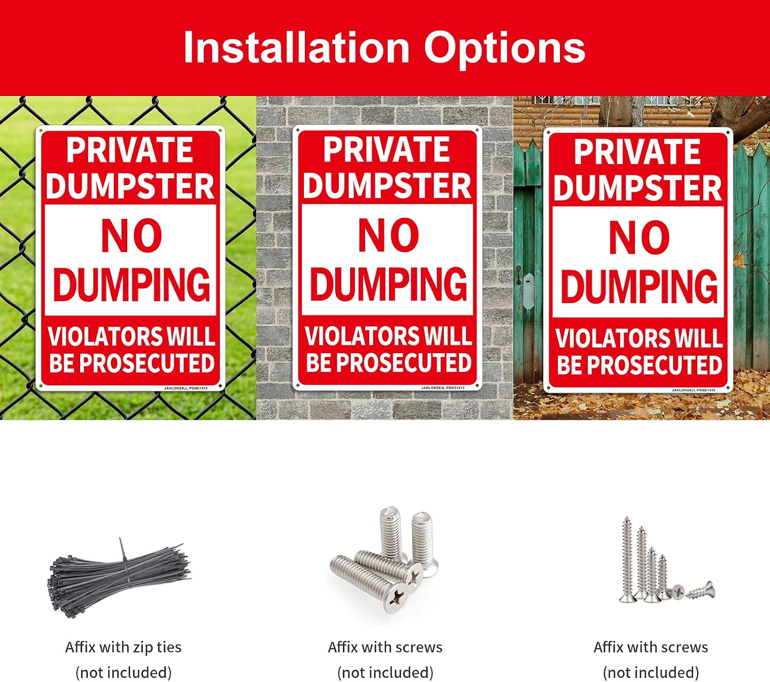 2 Pack Private Dumpster- No Dumping Sign, 14&Prime;X 10&Prime; Aluminum No