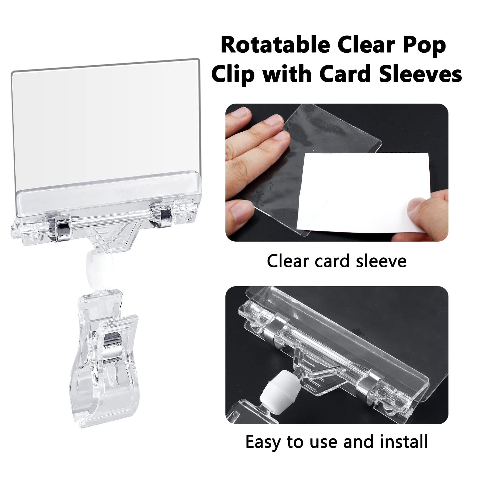 Biaungdo 12 Pcs Rotating Clip Swivel Sign Holder, Clear Rotatable