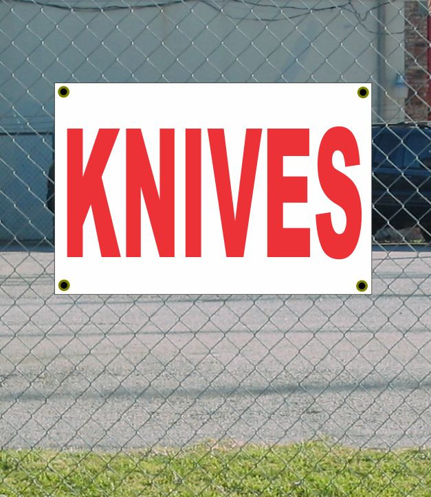 2×3 KNIVES Red & White Banner Sign NEW Discount Size & Price FREE SHIP