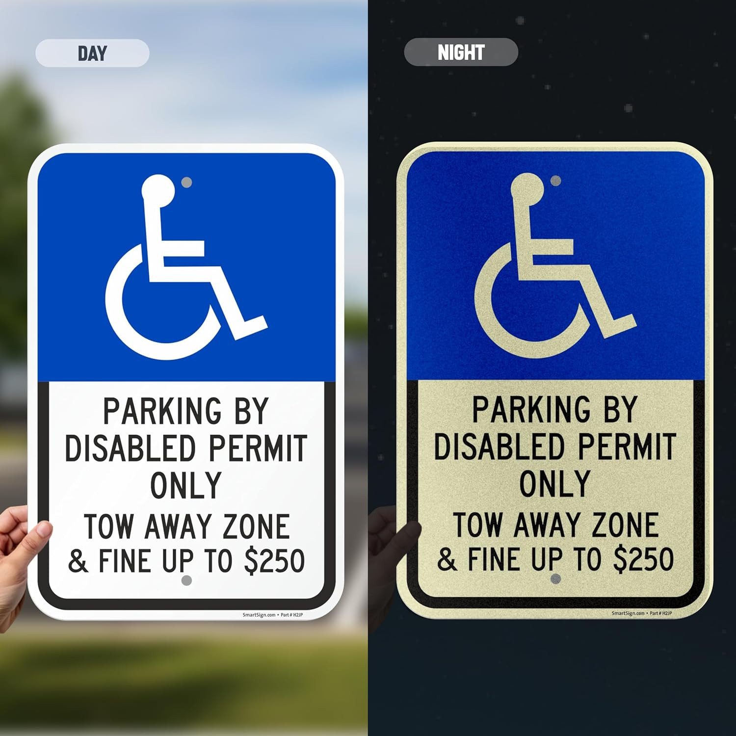 Basics 18 X 12 Inch “Parking by Disabled Permit, Tow-Away Zone”
