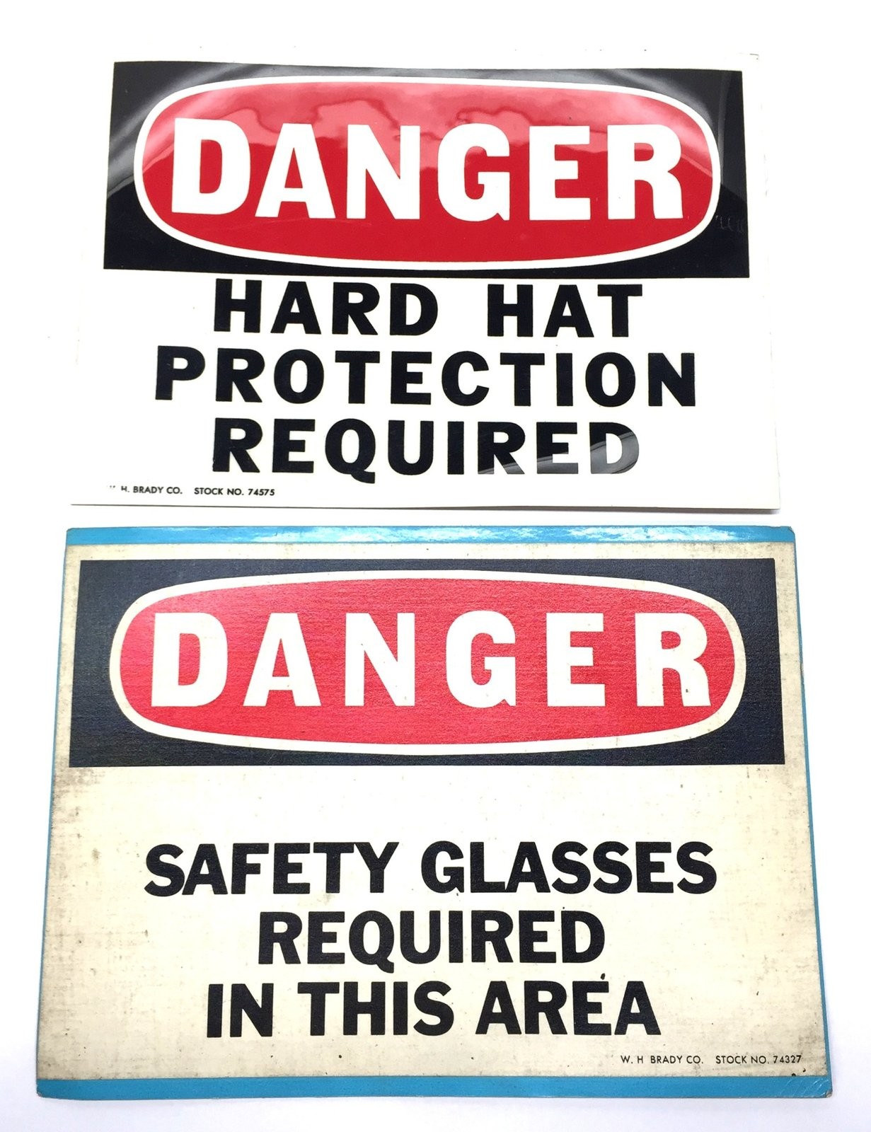 W.H. Brady Vinyl 14&Prime; x 10&Prime; &lsquo;DANGER&rsquo; Adhesive Safety Pack (2pcs) 74575/74327 NOS