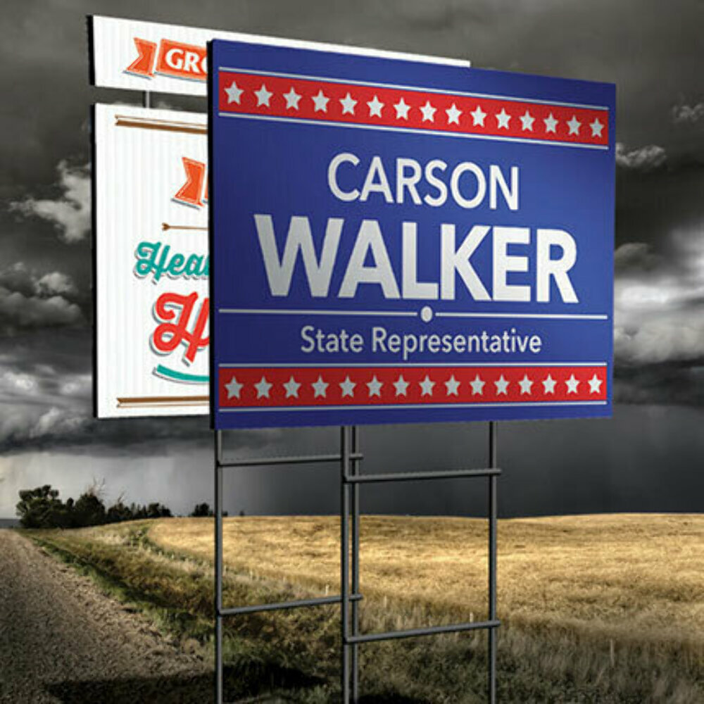 Yes, We&rsquo;re Open Now 18×24 Yard Sign WITH STAKE Corrugated Plastic Bandit