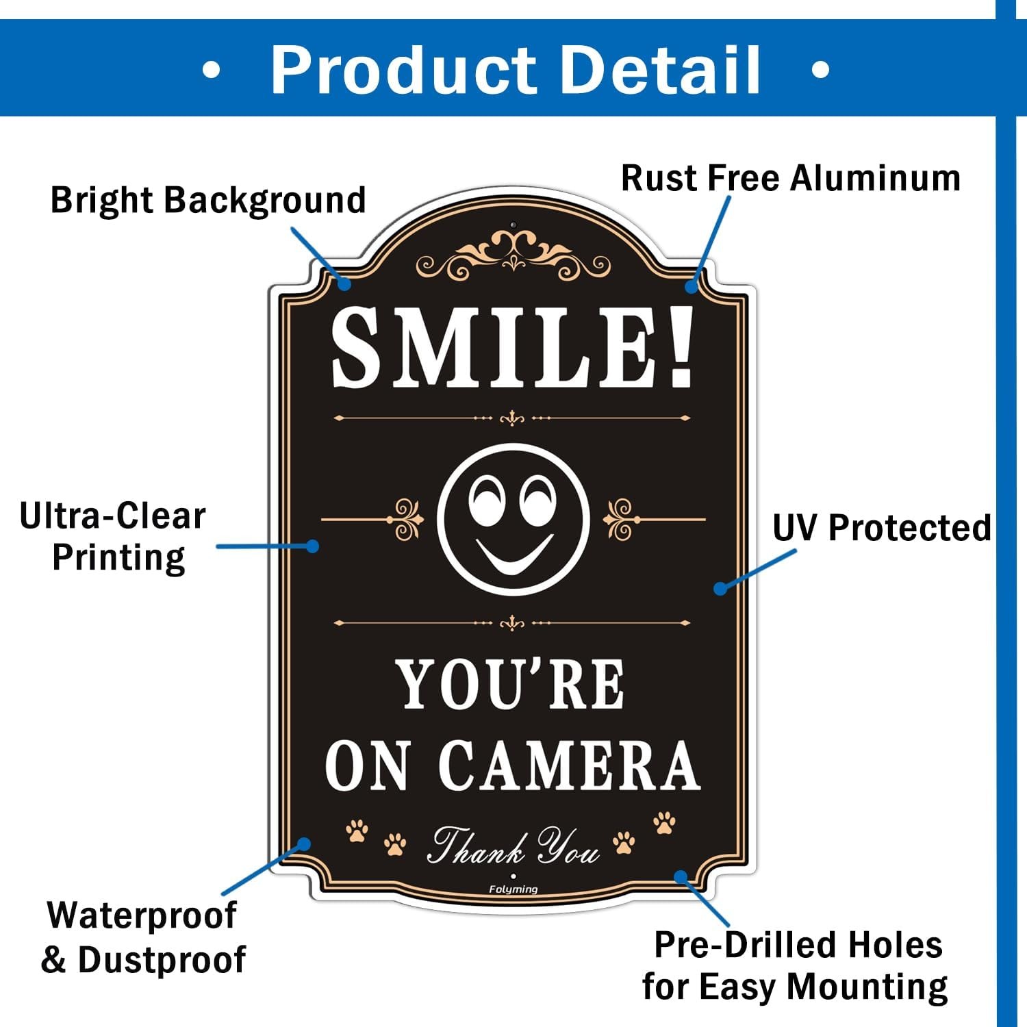 Smile You&rsquo;re On Camera Signs Video Surveillance Signs 12 x 8 Inches Home Busi…