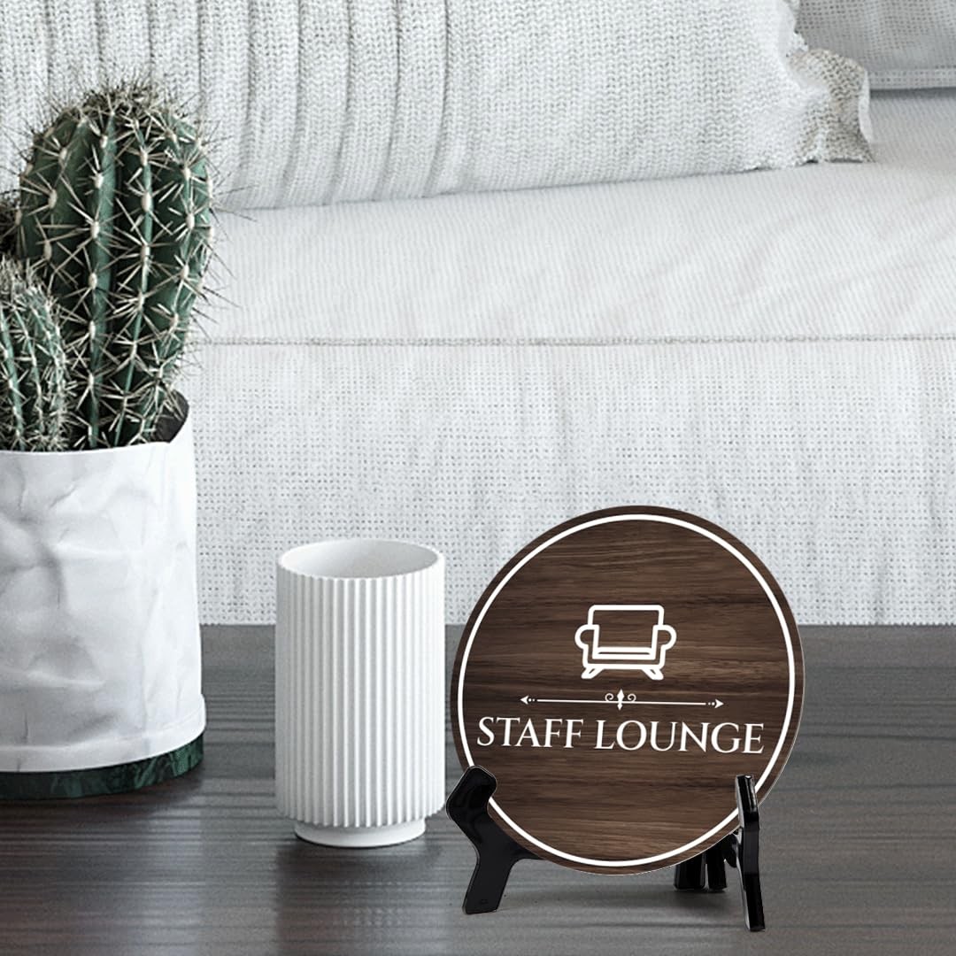 Staff Lounge Circle Table Sign with Acrylic Stand (5×5&Prime;)