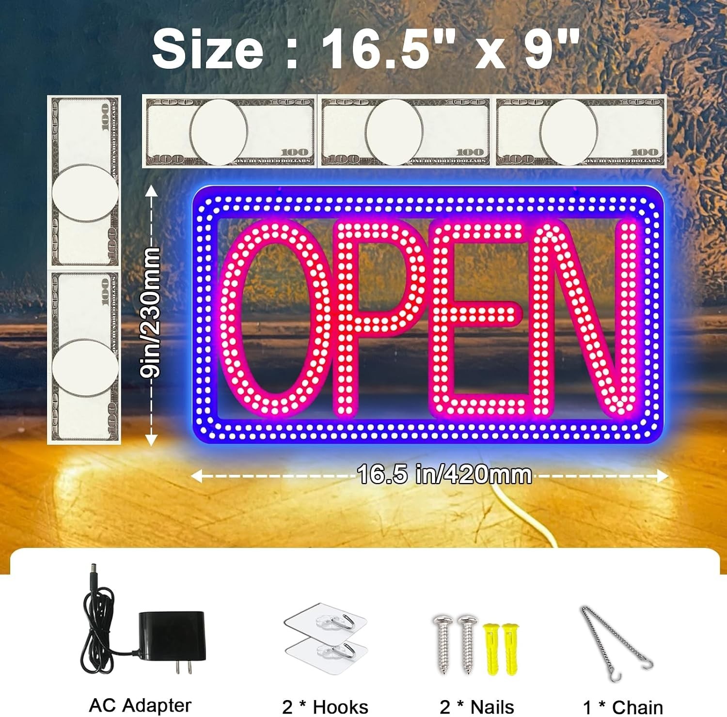 Ultra Bright 16.5&Prime;x9&Prime; LED Open Sign for Business