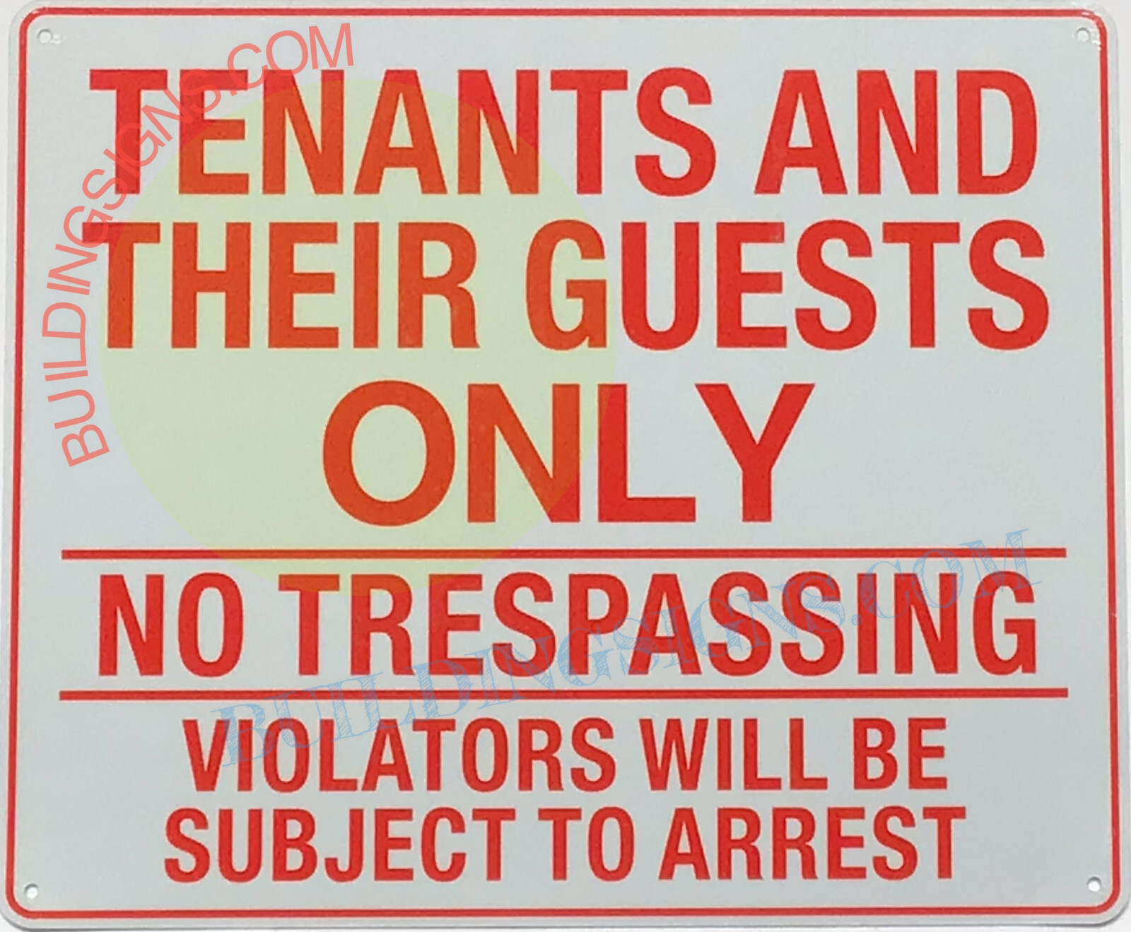 TENANTS AND GUEST ONLY SIGN (10×12, White, Aluminum) -REF24-1027