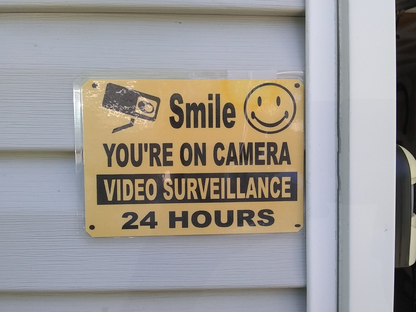 1SMILE YOU&rsquo;RE ON CAMERA Warning Security Yellow Sign 7 1/4&Prime; Wide x 5 1/4&Prime; Height
