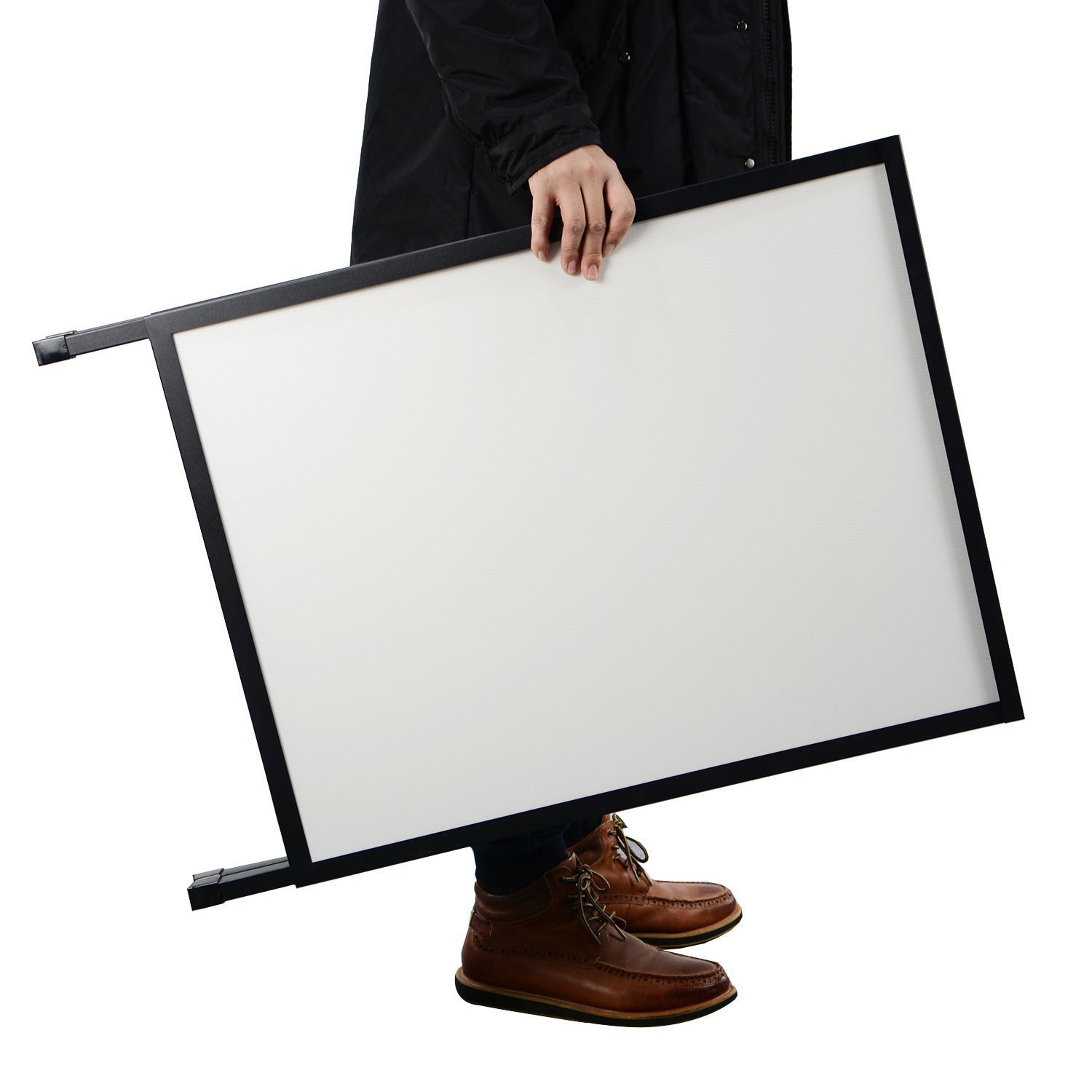 Outdoor A-Frame Sidewalk Sign 24×36 Inch Sandwich Board, Black Coated Steel M…