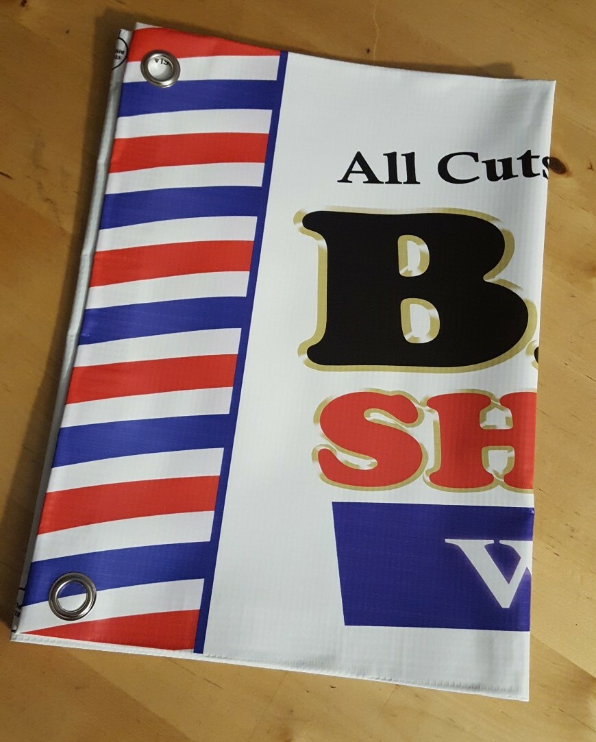 Barber Shop & Salon Banner Open Lounge Sign Beauty Display Haircuts Poster Pole