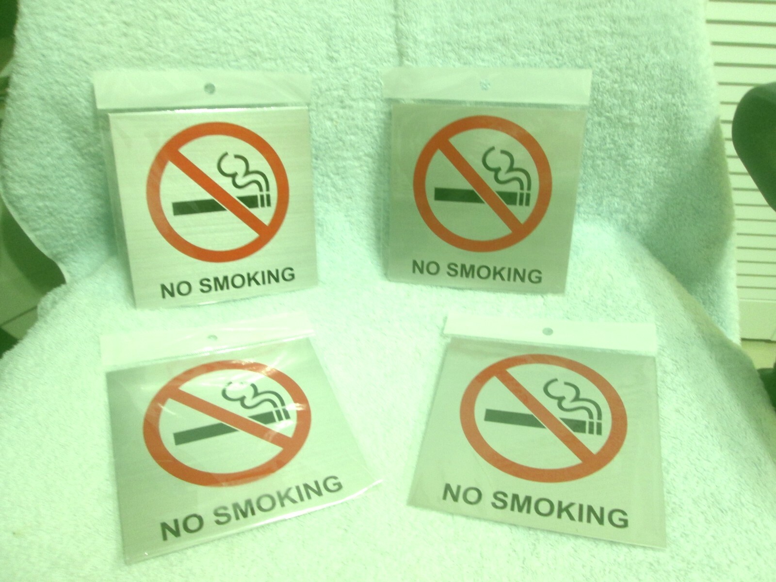 No Smoking Metal Adhesive Signs Set Of 4 New 5.5&Prime; X 5.5&Prime;