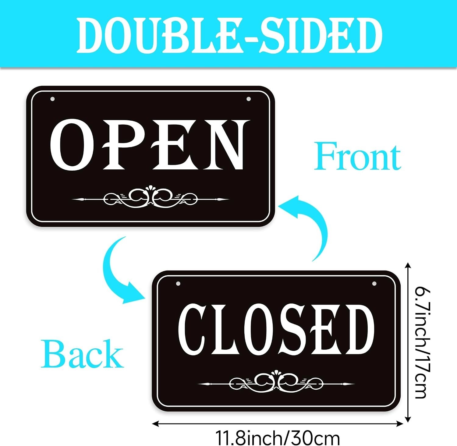 Classic Open & Closed Hanging Sign – 12×6.7 PVC for Restaurants & Shops