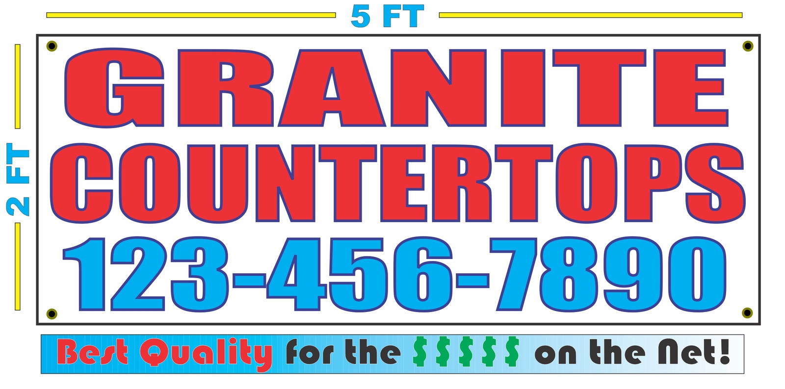GRANITE COUNTERTOPS w CUSTOM PHONE Banner Sign Larger Best Quality for The $