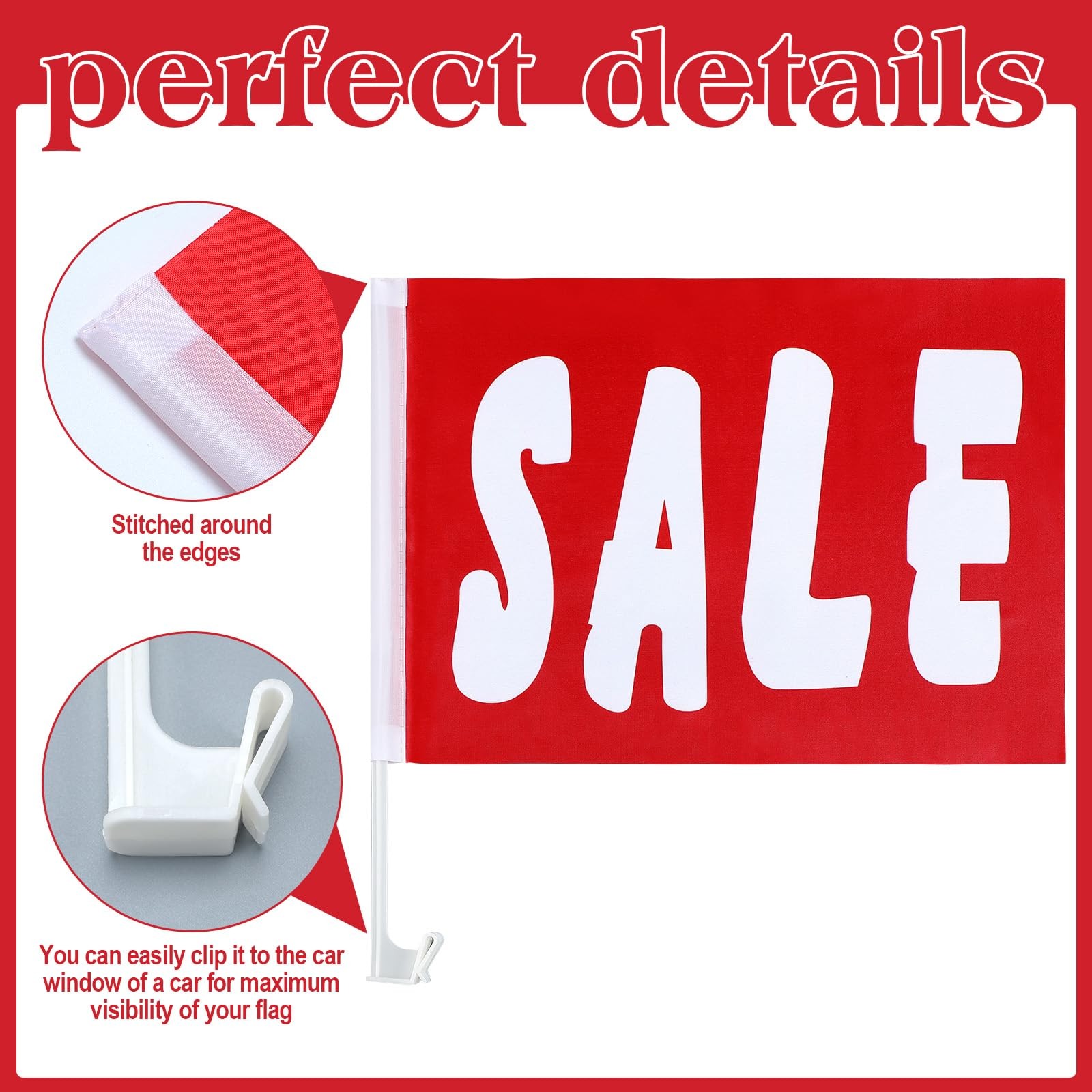 12 Pcs Window Clip on Flag 12 x 16 Inch Red Advertising Sign Single Sided Car…
