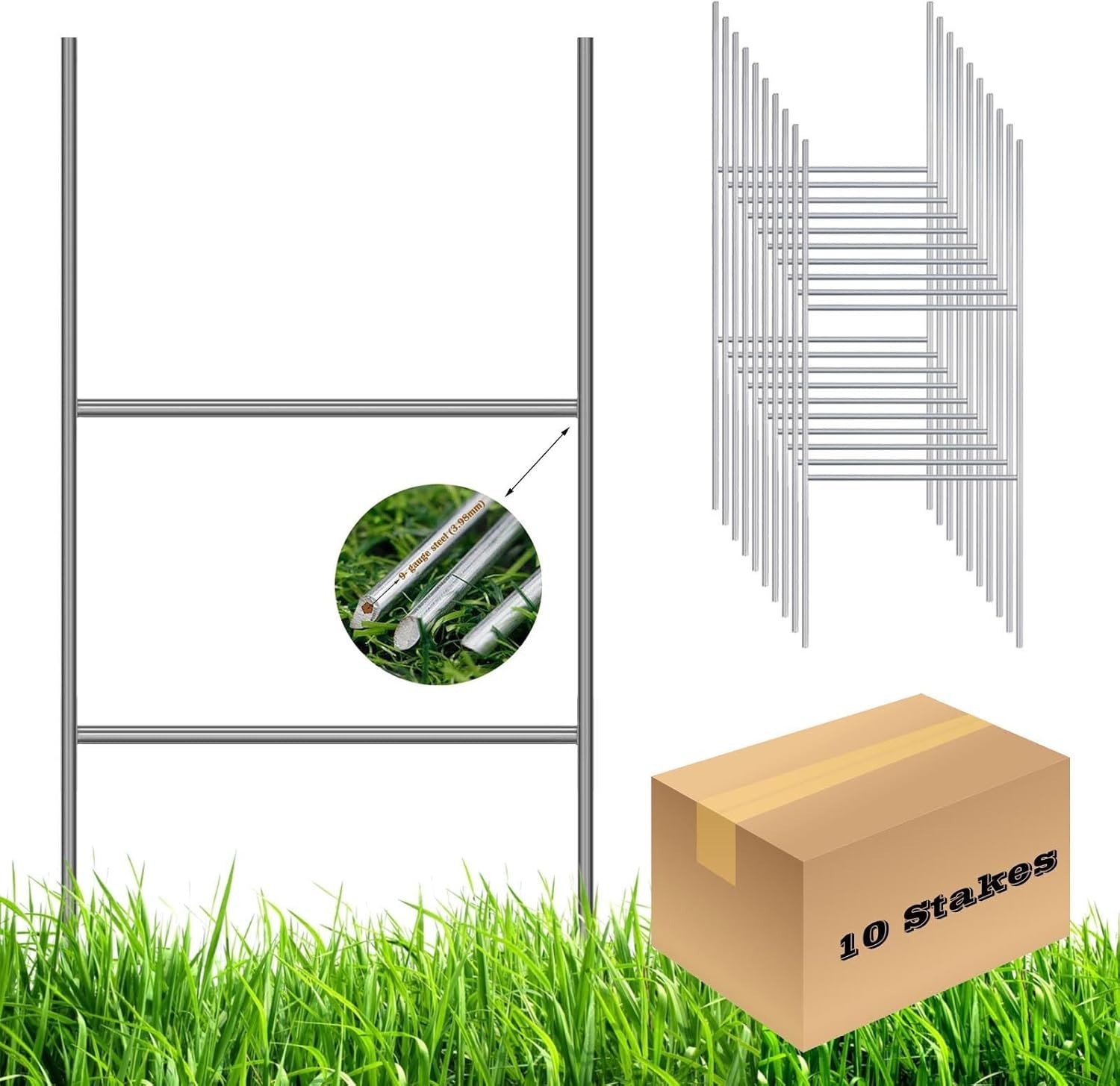 Heavy Duty 10 Count H Wire Stakes 20×10 – Perfect for Real Estate and Events